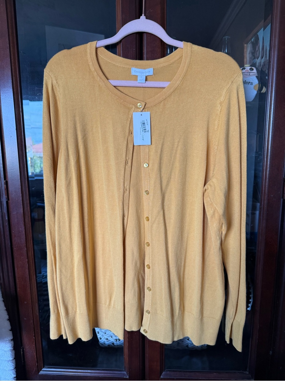 Charter Club Mustard Yellow Women’s Button-Front Cardigan
